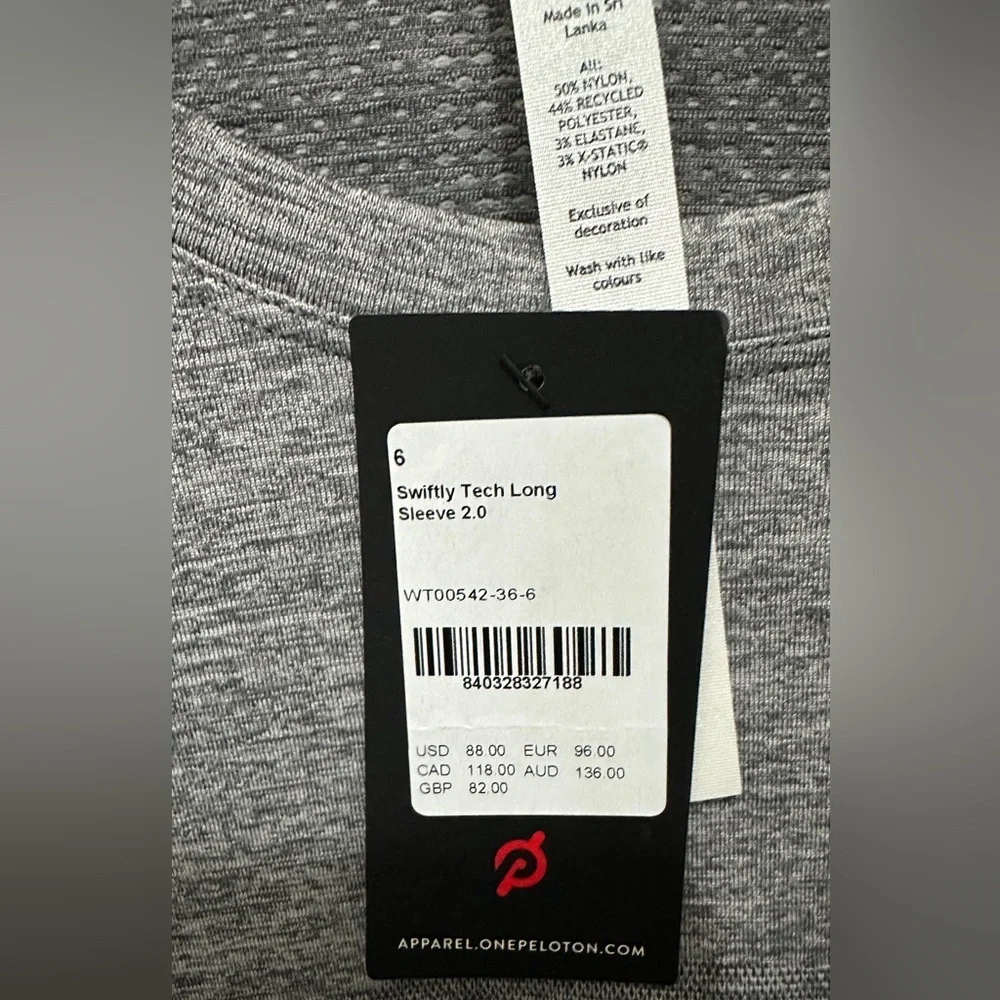 393 Lululemon Peloton | NWT Sri Lanka Swiftly Tech Long Sleeve 2.0 Gray (Size 6) - Picture 13 of 16